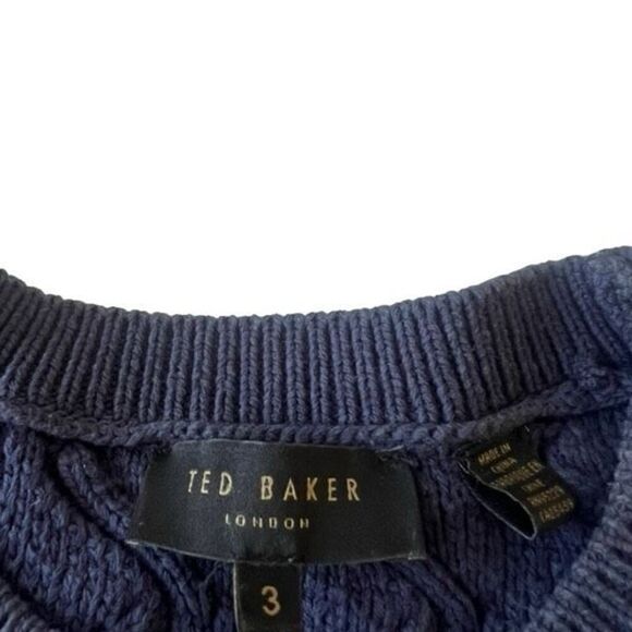Ted Baker Navy Puff Sleeved Sweater Size 3 (M) - Picture 4 of 5
